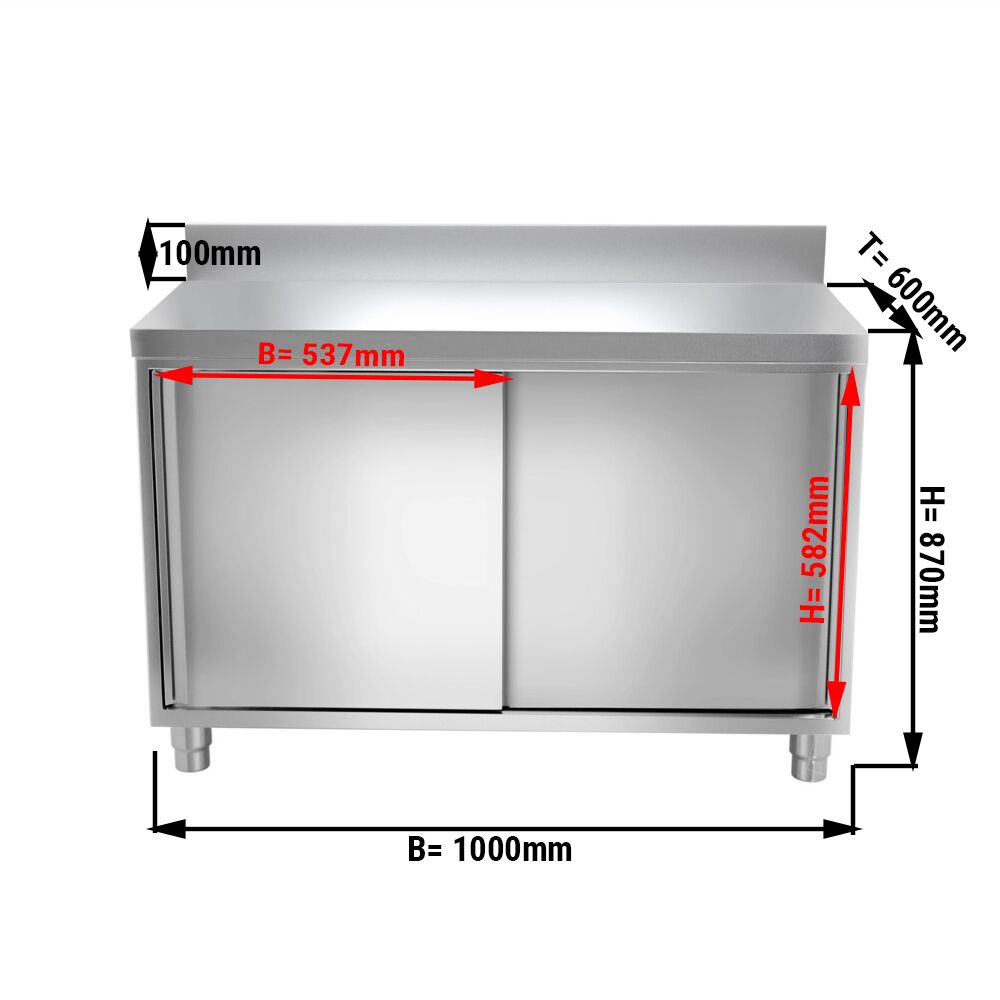 GGM Gastro Edelstahl Arbeitsschrank PREMIUM - 1000x600mm - mit Schiebetür & - Bild 8 von 9