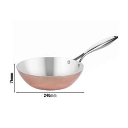 Sartén wok - Aluminio con interior de acero inoxidable y exterior con recubrimiento de cobre - Ø 240mm - Altura: 76mm