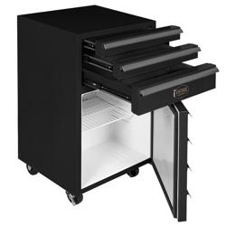 GASTRO-COOL | ثلاجة بباب زجاجي ستانلس ستيل - 435 mm - 50 L - حتى +0…+10 °C - مع باب واحد - ترموستات للتحكم بدرجة الحرارة، إذابة جليد أوتوماتيكية، عجلات مع فرامل، كفاءة طاقة جيدة - أسود