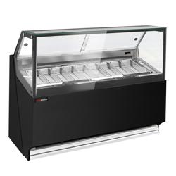 Ice Cream Serve Over Counter | THEO - 1771mm - Ventilated cooling - with LED lighting - for 9 x 5 litres Napoli pans - Black