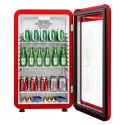 Refrigerador minibar - 113 litros - con 1 puerta de cristal - rojo