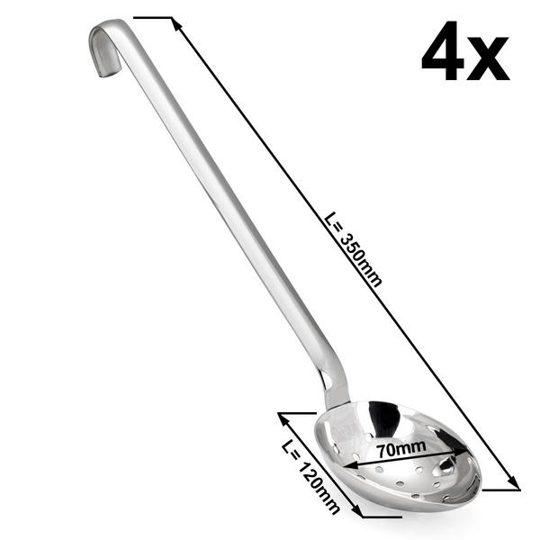 (4 Stück) Servierlöffel - Ø 70mm - Länge: 350mm - tief & perforiert