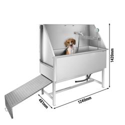 Pet care tub - with ramp, fitting & perforated stainless steel floor