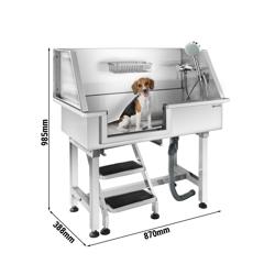 Vasca per la cura degli animali domestici  - con gradini, rubinetteria e tappetino antiscivolo