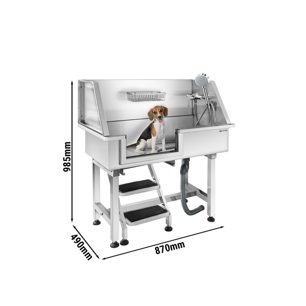 Bañera para mascotas - con escalones, grifo y alfombrilla antideslizante