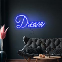 Enseigne lumineuse LED - Dream - Bleu - 420 × 180 mm