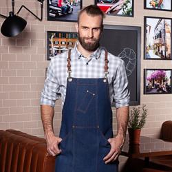 KARLOWSKY | Denim Cross-Back Chef Bib Apron – Denim Blue - 68 x 80 cm - 100% Cotton