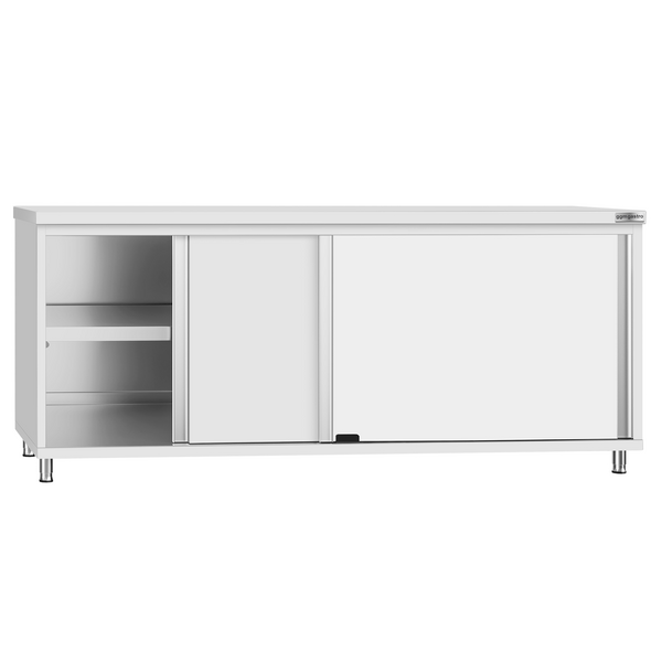 Paslanmaz Çelik Dolaplı Çalışma Tezgahı ECO -2000x600mm  - Sürgü Kapılı