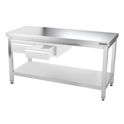 Työpöytä PREMIUM ruostumattomasta teräksestä - 1600x800mm - pohjalla ja kannattimilla 