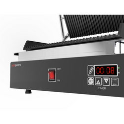 Parrilla de contacto digital - ranurada arriba + abajo | Parrilla de mesa | Parrilla múltiple | Tostadora para sándwiches | Parrilla eléctrica | Paninimaker