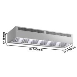 Capó de la caja de inducción - 3,6 m - con filtro y lámpara LED