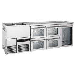 Barkoelkast PREMIUM - 2500x700mm - 1 glazen deur & 4 laden