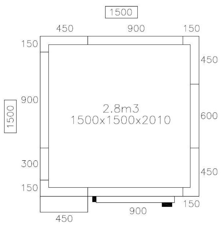Cella congelatore - 1500x1500mm - 2,8m³ - incl. lamelle