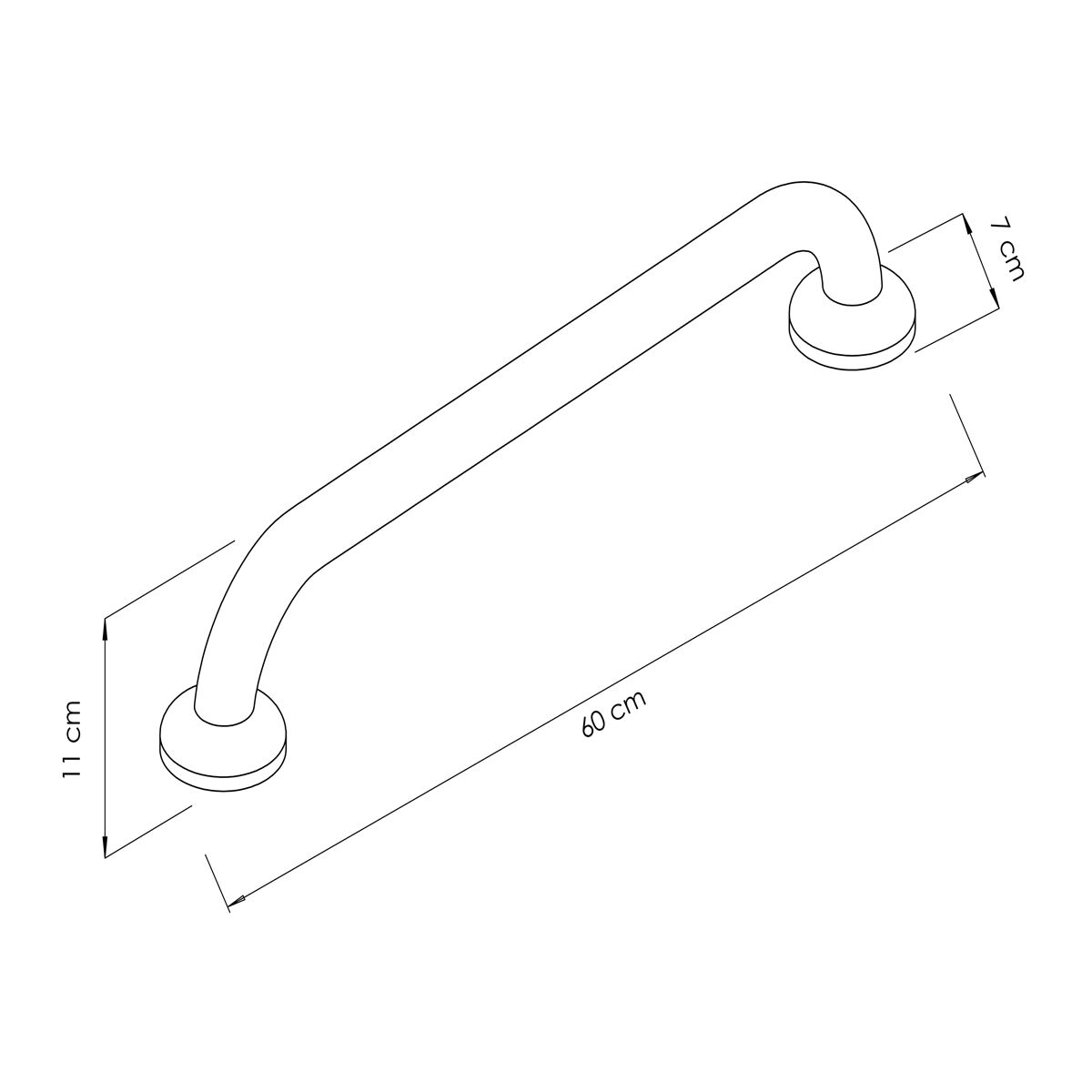Barre d’appui droite - Acier inoxydable - Longueur: 600mm