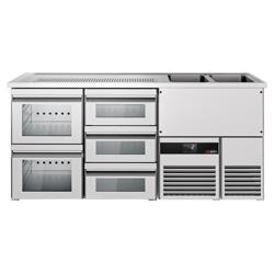 Balcão frigorífico para cerveja PREMIUM - 1950x700mm - 5 gavetas de vidro