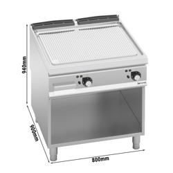 Elektrische bakplaat - 13,7kW - Geribbeld - Bakoppervlak: 800x900mm - met open onderbouw
