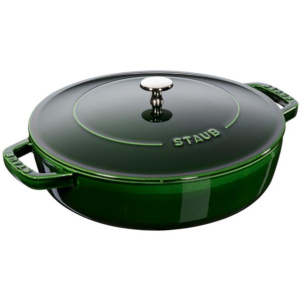 STAUB | BRAISERS - Sauteerpan met Chistera Drop Structure - 280mm - Gietijzer - Basilicumgroen