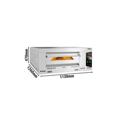 Horno de pizza a gas - 1 cámara - piedra refractaria - 6x Ø34cm - 230V - Manual - hasta 450°C - incl. abzugskamin, abluftrohr Ø150mm, erdgasdüsen & propangasdüsen