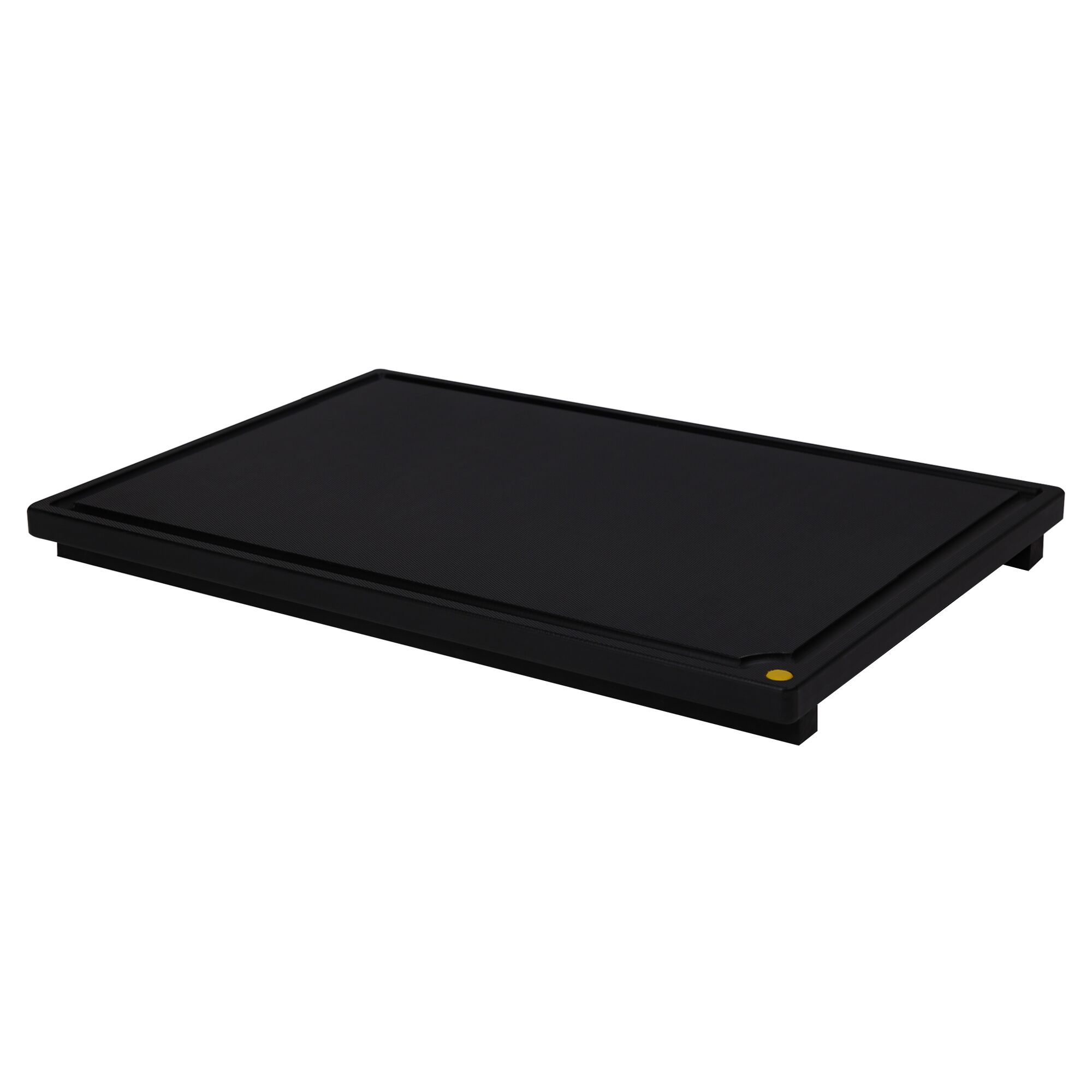 Planche à découper avec rigole à jus - 530x325mm - Épaisseur: 20mm - Conforme HACCP - Polyéthylène - Noir