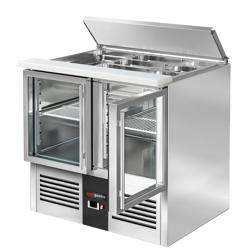 Saladette PREMIUM - 903mm - 2 glazen deuren - granieten werkblad - voor NL