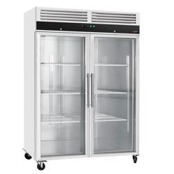 Commercial Upright Display Freezer 1200L Double Glass Door Stainless Steel ECO – 2 Compartments - Anti-Fog Heated Frame - -22 to -18 °C - R290