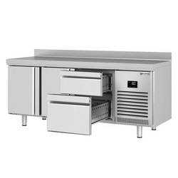 Koelwerkbank Premium PLUS - 1960x700mm - met 2 deuren, 2 laden & met achterwand