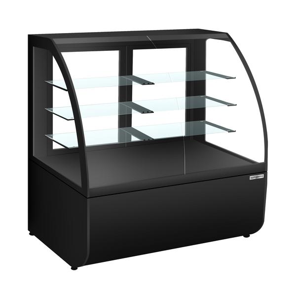 Refrigerated Counter & Pastry Display Case - 1580mm - Black front - with 3 Shelves