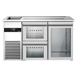 Comptoir de bar réfrigéré PREMIUM - 1550x700mm - 1 porte vitrée & 2 tiroirs en verre
