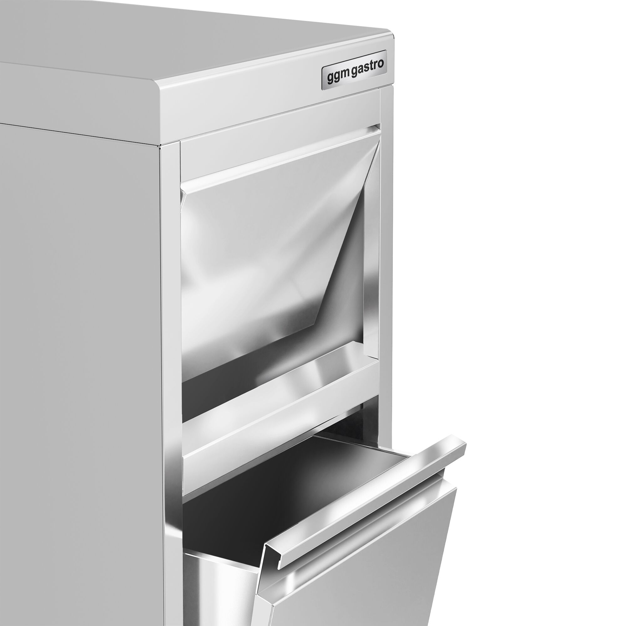 Poubelle - avec couvercle basculant - 400x1150x600mm - fermeture silencieuse, coins arrondis, 4 pieds stables, conforme CE, normes alimentaires européennes, AISI 430 - Acier inoxydable