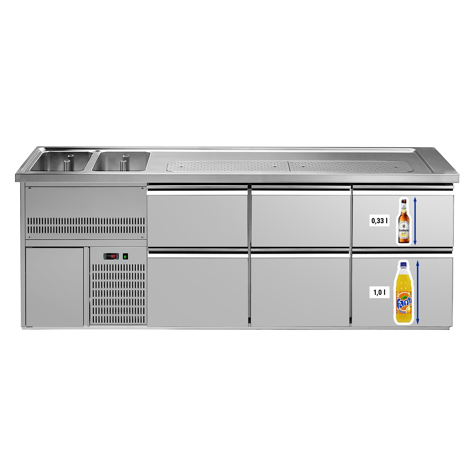 Ψυγείο Πάγκος Μπύρας PREMIUM PLUS - 2500 x 700 χλσ. - 6 Συρτάρια