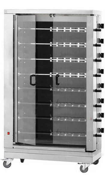 Elektrische kippengrill PREMIUM - Glaskeramiek - 38,4 kW - met 8 spiesen voor 48 kippen