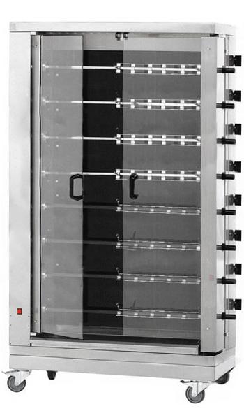 Elektro Hähnchengrill - Glaskeramik - 38,4 kW - mit 8 Spießen für bis zu 48 Hähnchen