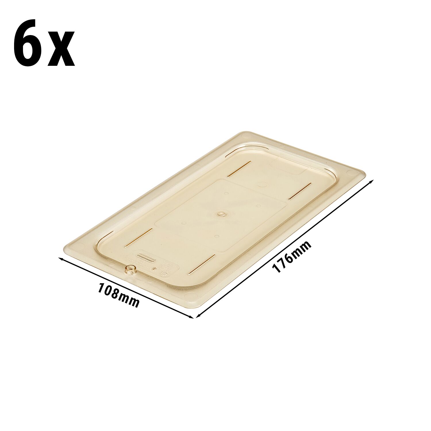 6 pièces CAMBRO | H-PAN™ - Couvercle plat GN résistant à la chaleur 1/3 - Ambre