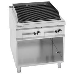 Gas lavasteengrill - 18,0kW - 0,8x0,9m - Gietijzeren rooster - Staand model - RVS