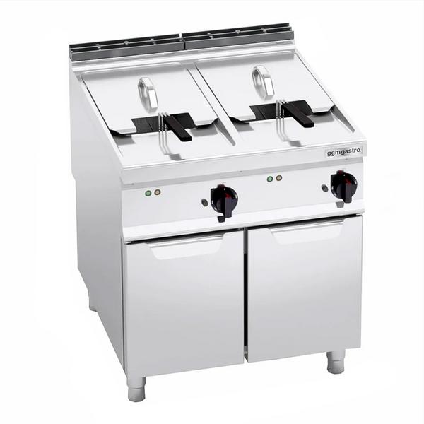 Dubbele elektrische friteuse - 22+22 liter - 44 kW - mechanische bediening - met aftapkraan