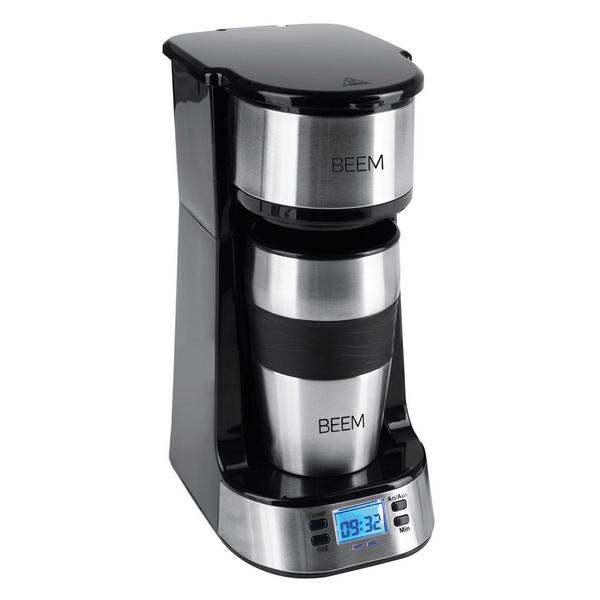 BEEM | Single Coffee Maker – Stainless Steel - 400 ml Travel Mug - 24-hour Timer - Permanent Filter