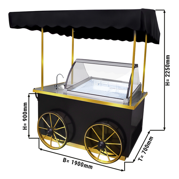 Dondurma arabası - 1900mm - Lavabolu&Aydınlatmalı - 7x5 Litre dondurma kabı için