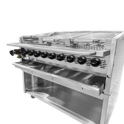 Commercial Gas Chargrill Station - 25 kW - 9 burners - American-style - Natural & propane
