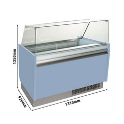 Ice cream counter - Liam - 1310mm - with LED lighting - for 10 + 10 containers - light blue
