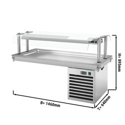 Einbau Kühlplatte - 1500mm - +2 bis +8 °C - 4x GN 1/1 - 450 Watt - mit Glas-Hustenschutz