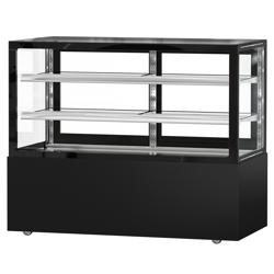 Vitrine à pâtisserie réfrigérée MADRID - 620L - 1500mm - Double vitrage - avec 2 étagères en verre - portes coulissantes vitrées arrière - pour pâtisseries - Noir mat