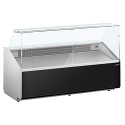 Banco gastronomia professionale - 2506x979mm - 512 L - Vetro dritto - Colore Grigio scuro - Pannello frontale Nero RAL9017