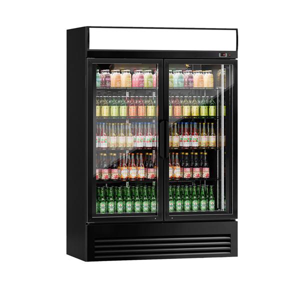 İçecek buzdolabı - 880 litre - 2 cam kapılı ve reklam ekranlı