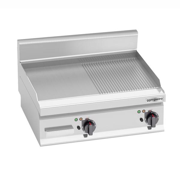 Elektrische bakplaat - 8kW - 1/2 glad 1/2 geribbeld - Bakoppervlak: 596x430mm