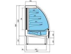 Commercial multideck display fridge - 1250mm - 365L - with 2 sliding glass doors & 3 shelves - rear sliding doors - incl. night blind - Black/White