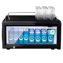 GASTRO-COOL | Bar Buzdolabı - 25L - 1 Cam Kapı & Kilit & LED Aydınlatma - Siyah - Fanlı Soğutma