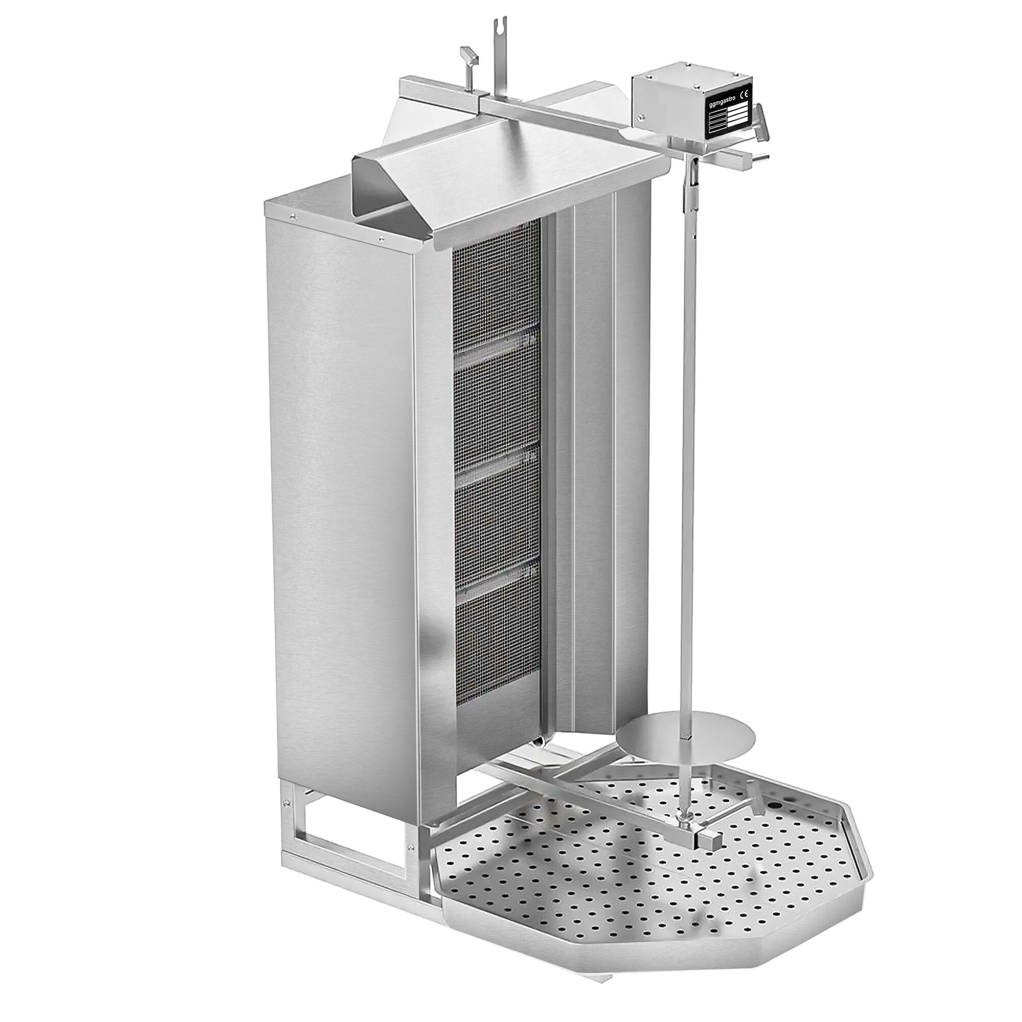 Gas Dönergrill / Shoarmagrill - 4 branders - max. 60 kg - incl. 2 beschermplaten & 2 vleugeldeuren