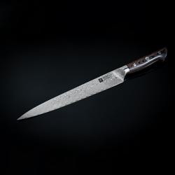 ZWILLING | Tanrei Meat Carving & Slicing Knife – Plain Edge - Damascus 101-Layer - Brown Micarta Handle