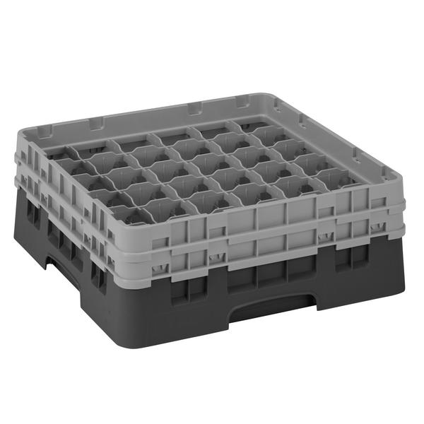 CAMBRO | CAMRACK® - Glazenwasmand 1/1 - 36 vakken - met 2 verlengstukken - 500x500mm - Zwart