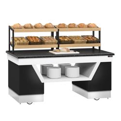 Regał piekarniczy na pieczywo BELFAST - 2000x1000mmx1450mm - z 2 półkami - z kółkami - blat granitowy czarny - Czarny